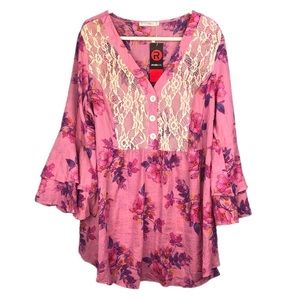 Rosegal Pink Floral Blouse women’s size 2X